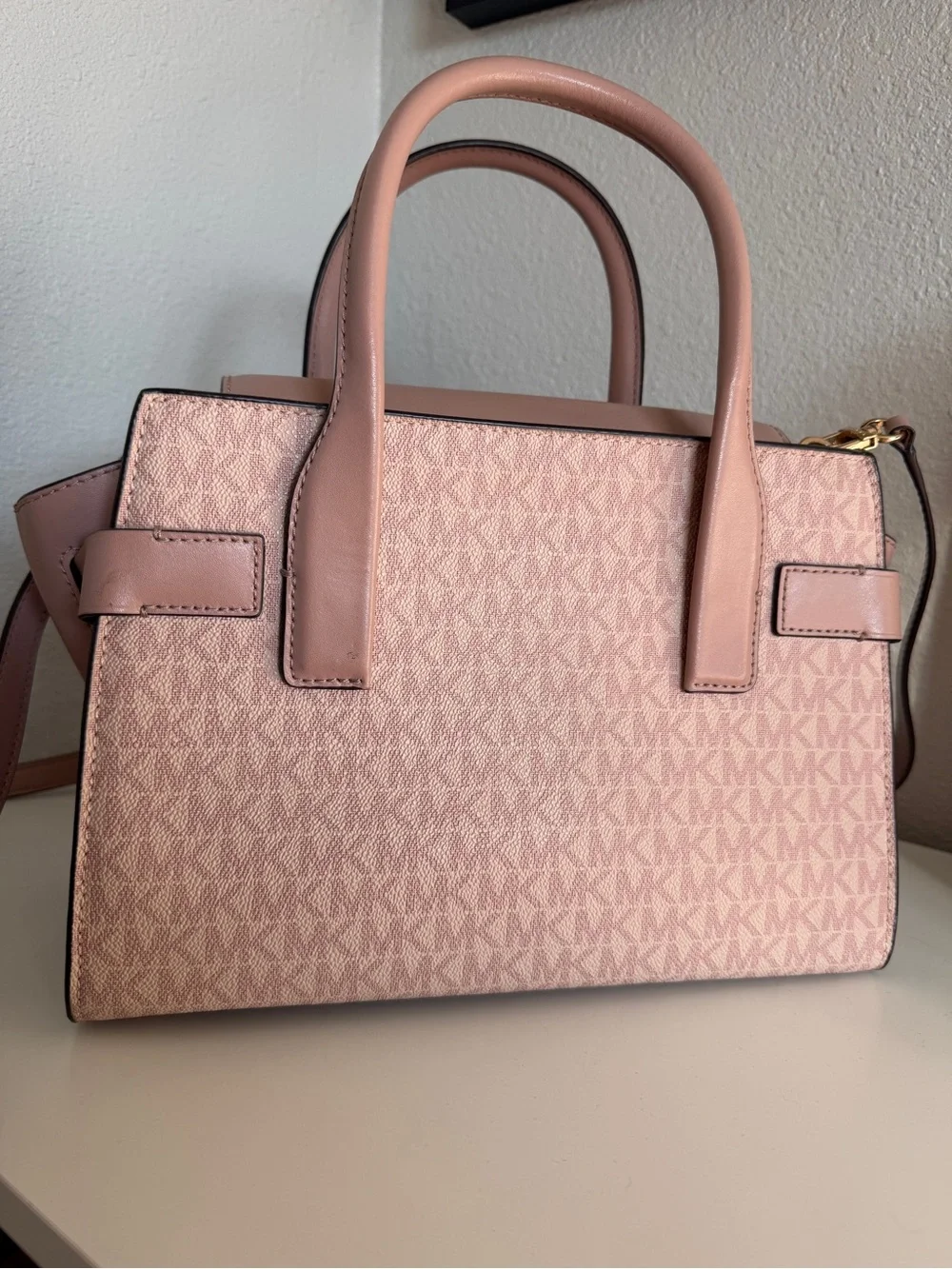 Michael Kors Blush Pink Satchel with Gold Chain Accent